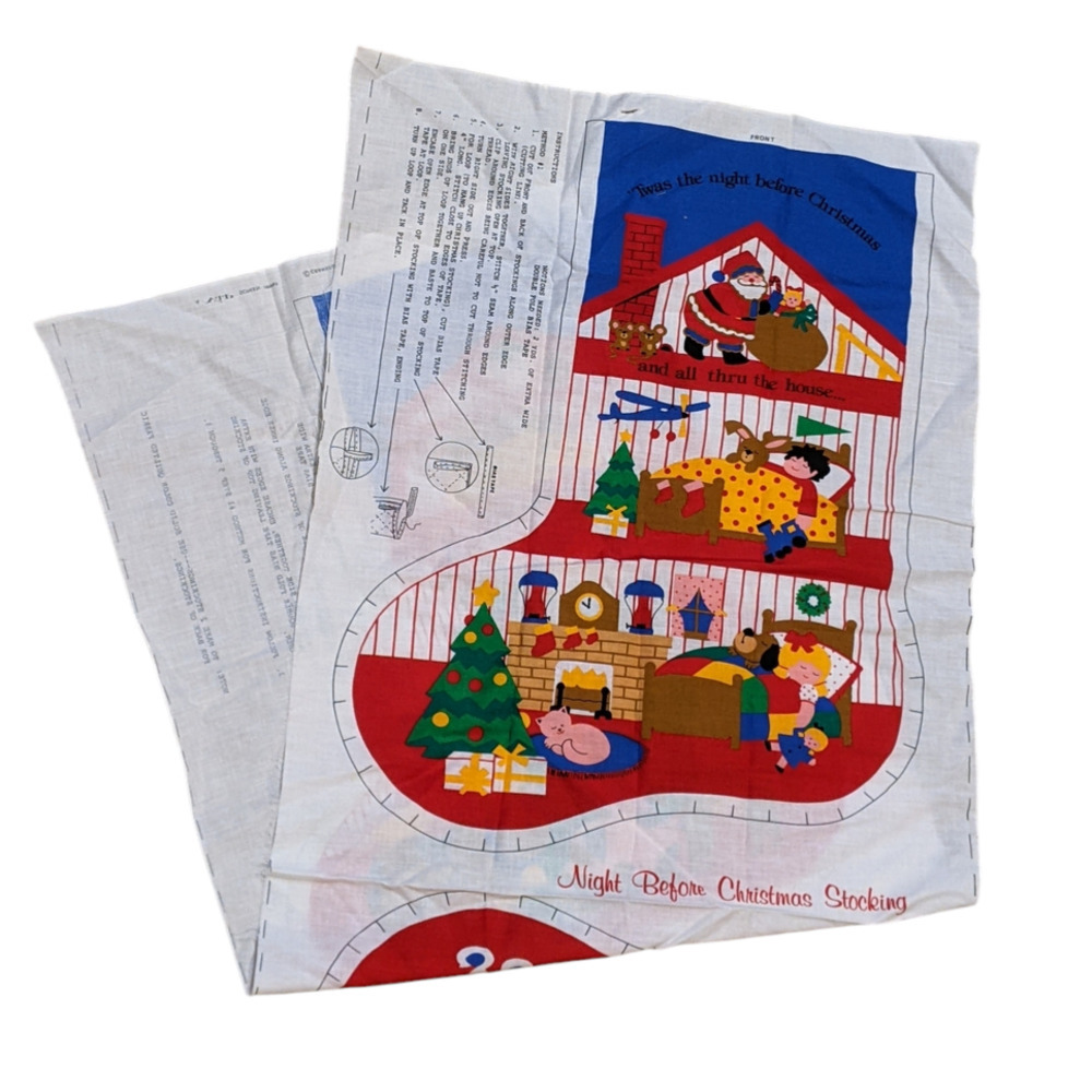 VTG Night Before Christmas Stocking Pattern Cranston Print Works Sewing Craft